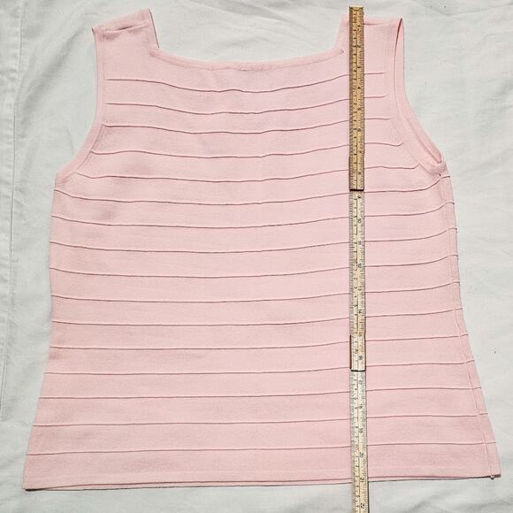 Joseph A pink square neck stretch textured stripe sleeveless top size XL - Picture 5 of 7